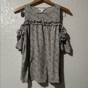 Lauren Conrad Drop Sleeves Blouse W Birds, Branches, leaves and Berries
